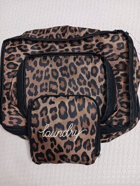 Chico's Leopard Print Animal Print Packing Laundry Cube Travel Set NWT
